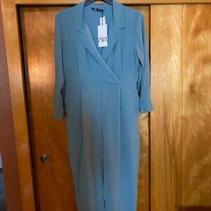 ZARA LIGHTWEIGHT TEAL SUIT ROMPER ONE PIECE.